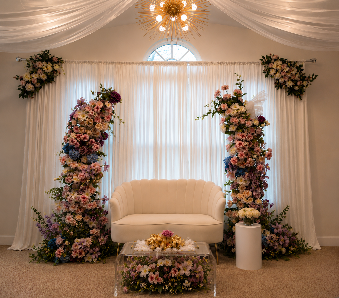 Illumina Events luxury floral column styling